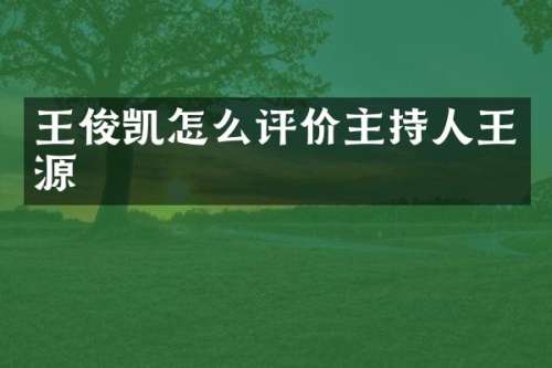 王俊凯怎么评价主持人王源