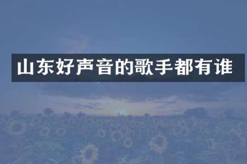 山东好声音的歌手都有谁