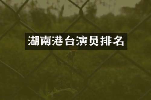 湖南港台演员排名