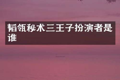 韬瓴秘术三王子扮演者是谁