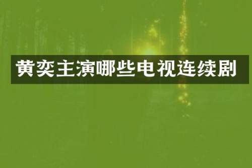 黄奕主演哪些电视连续剧