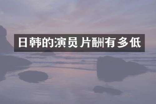 日韩的演员片酬有多低