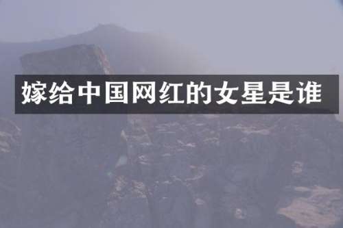 嫁给中国网红的女星是谁