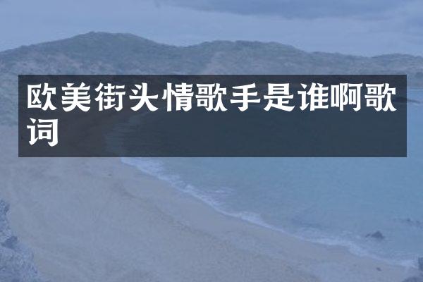 欧美街头情歌手是谁啊歌词