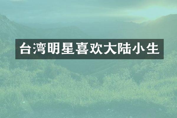 台湾明星喜欢大陆小生