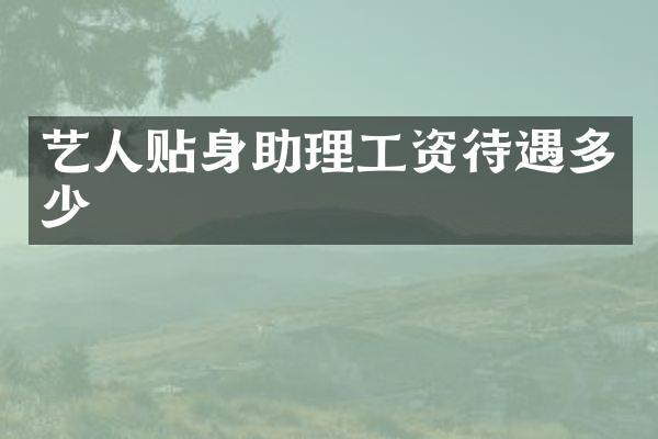 艺人贴身助理工资待遇多少