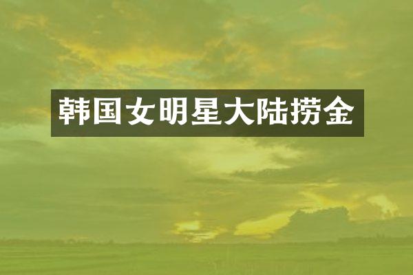 韩国女明星大陆捞金