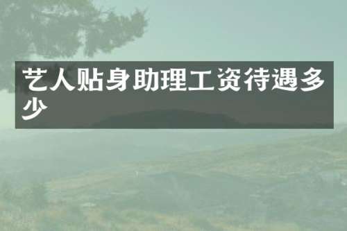 艺人贴身助理工资待遇多少