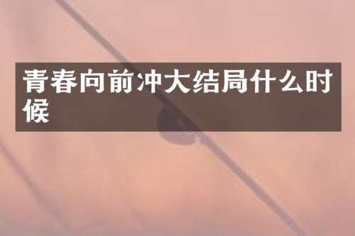 青春向前冲大结局什么时候