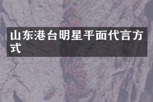 山东港台明星平面代言方式
