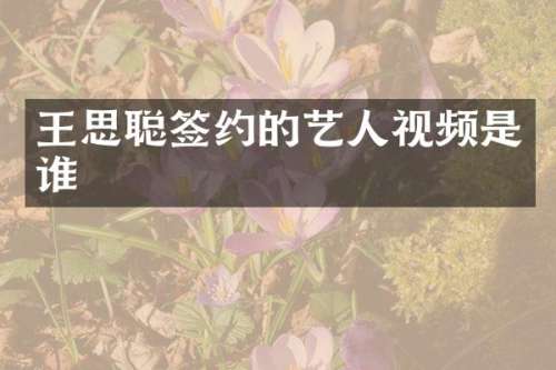 王思聪签约的艺人视频是谁