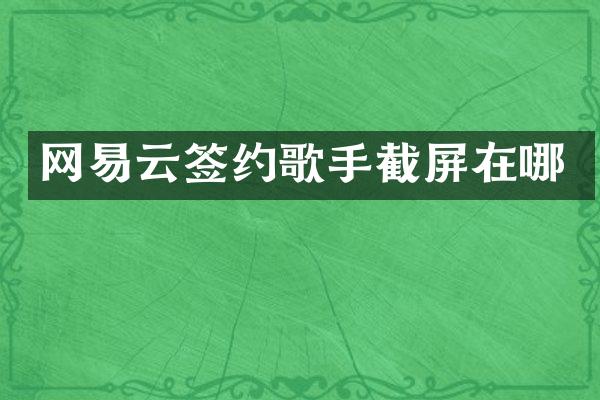 网易云签约歌手截屏在哪