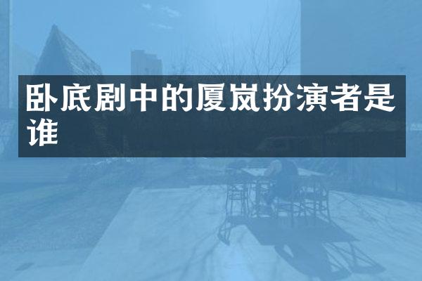 卧底剧中的厦岚扮演者是谁