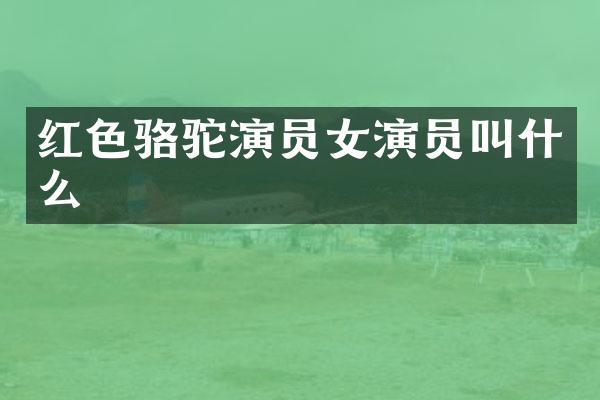 红色骆驼演员女演员叫什么