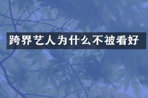 跨界艺人为什么不被看好
