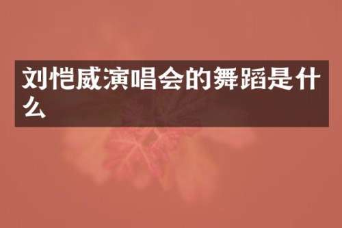刘恺威演唱会的舞蹈是什么