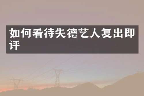 如何看待失德艺人复出即评