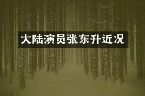 大陆演员张东升近况