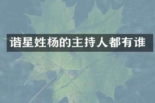 谐星姓杨的主持人都有谁