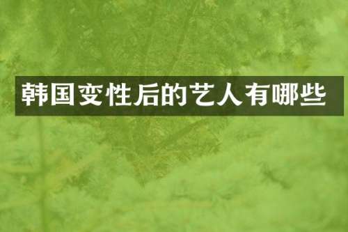 韩国变性后的艺人有哪些