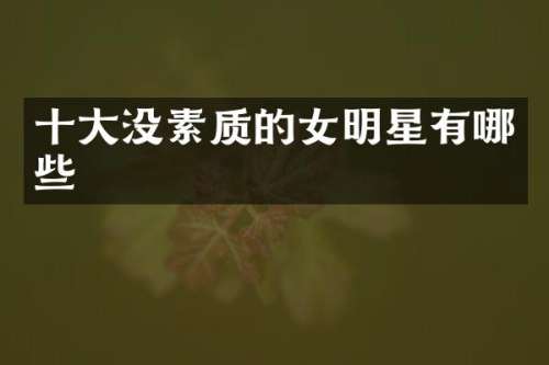 十大没素质的女明星有哪些