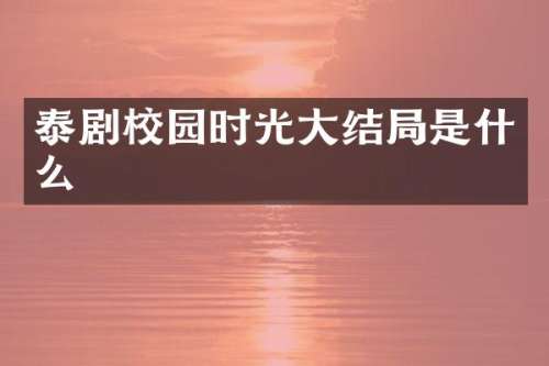 泰剧校园时光大结局是什么