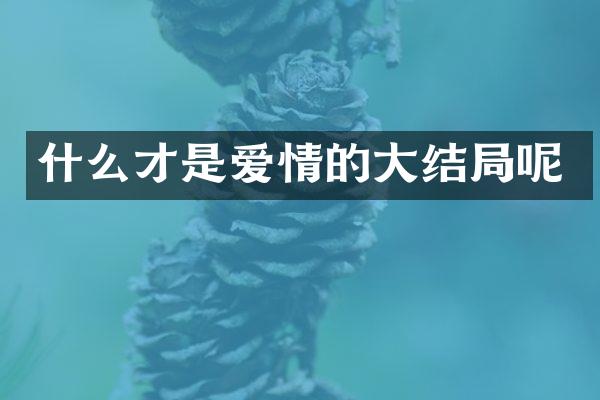 什么才是爱情的大结局呢