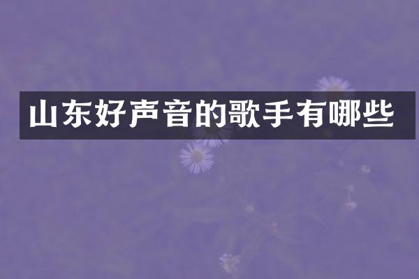山东好声音的歌手有哪些