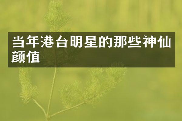 当年港台明星的那些神仙颜值