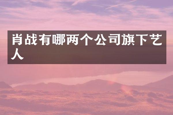 肖战有哪两个公司旗下艺人