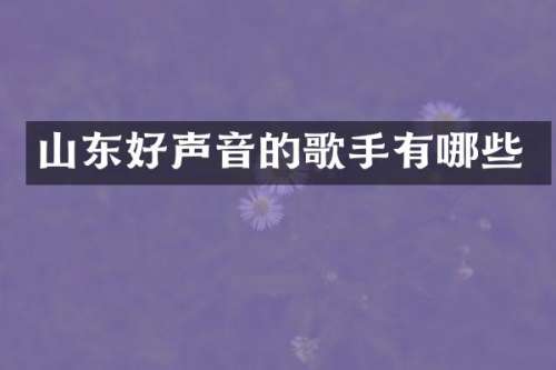 山东好声音的歌手有哪些