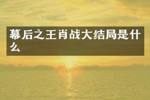 幕后之王肖战大结局是什么