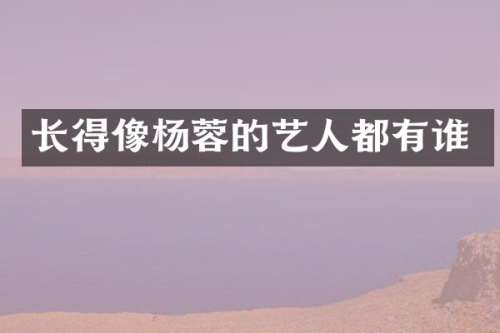 长得像杨蓉的艺人都有谁