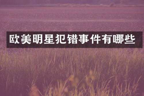 欧美明星犯错事件有哪些