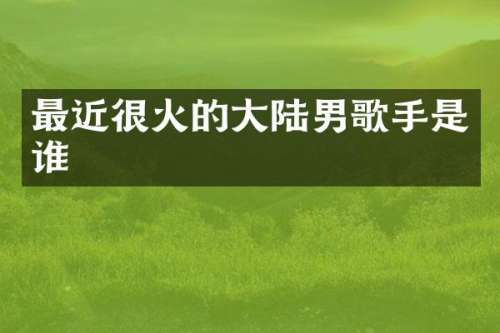 最近很火的大陆男歌手是谁