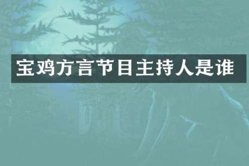 宝鸡方言节目主持人是谁