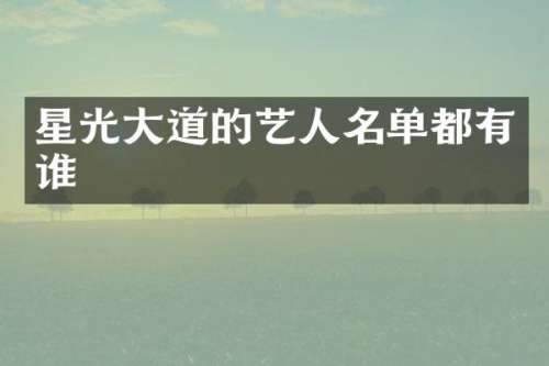 星光大道的艺人名单都有谁