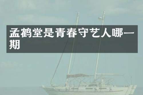 孟鹤堂是青春守艺人哪一期