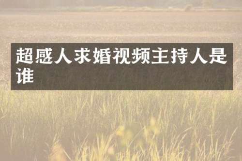 超感人求婚视频主持人是谁