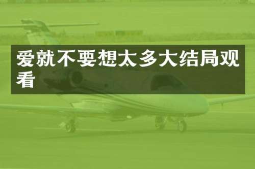 爱就不要想太多大结局观看