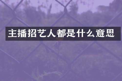 主播招艺人都是什么意思