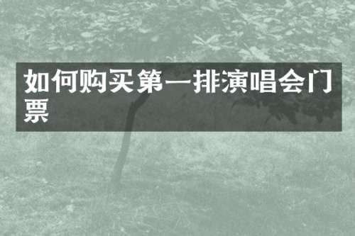 如何购买第一排演唱会门票
