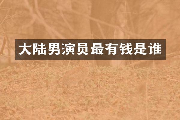 大陆男演员最有钱是谁