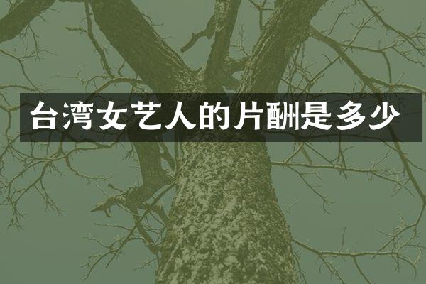 台湾女艺人的片酬是多少