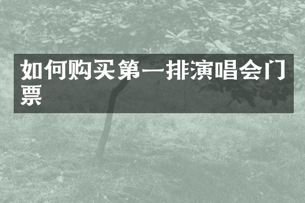 如何购买第一排演唱会门票