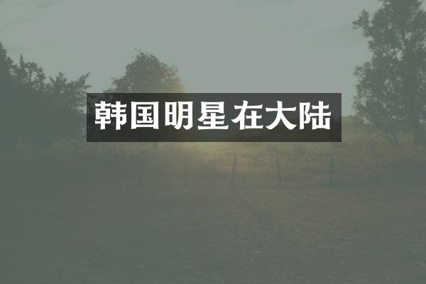 韩国明星在大陆