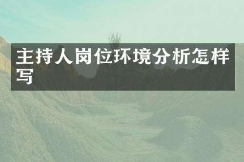 主持人岗位环境分析怎样写