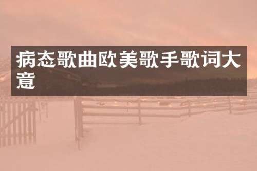 病态歌曲欧美歌手歌词大意