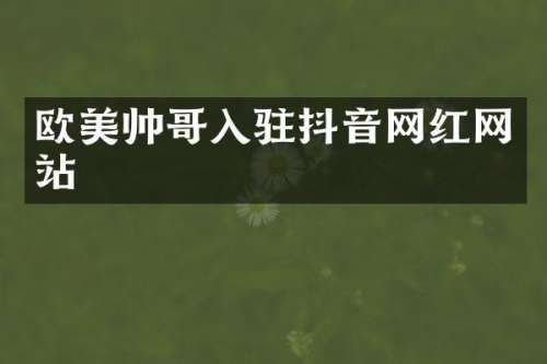 欧美帅哥入驻抖音网红网站