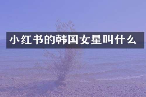 小红书的韩国女星叫什么